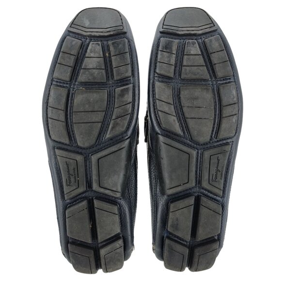 Salvatore Ferragamo Mens 9.5 Navy Blue Leather Driving Loafers Dress Shoes Italy - Picture 3 of 13